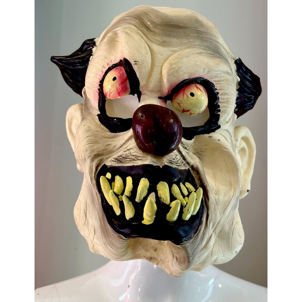 Halloween Scary Clown Latex Rubber Adult Face Mask Red Nose Horror